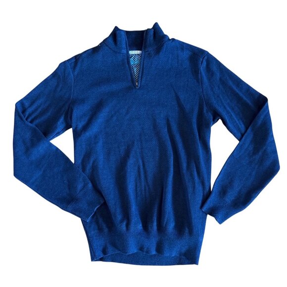 Robert Graham Luxurious Knit Mens Blue Half Zip Mock Neck Sweater Small #1526118 - Picture 1 of 5